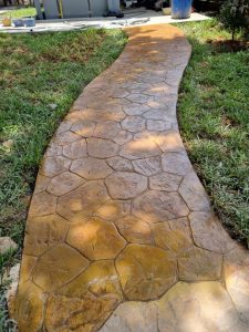 Concrete imprint walkway random stone